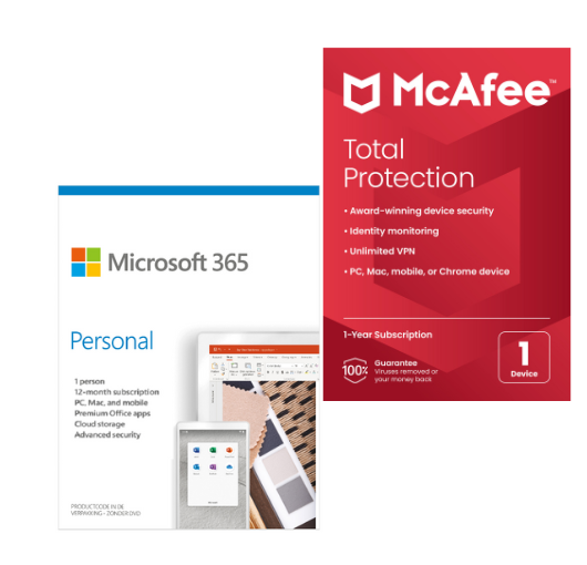 PROMO PACKAGE: Microsoft 365 Personal + McAfee Total Protection 1- Single Use